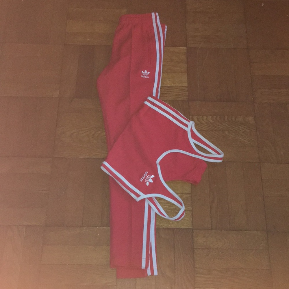 Adidas stripe track pants and bodysuit